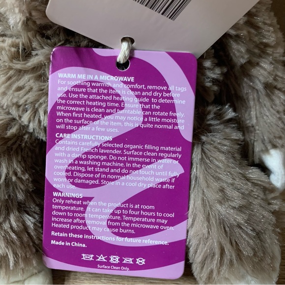 New! Warmies Sloth Jr Plush Microwaveable Heat Pad Lavender Heating - Picture 8 of 11